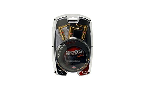 Monster Rock Instrument Cable Multi-Pack - Angled 1/4-Inch Plugs 8 Inches Long