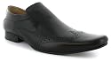 Base "Suspect" Mens Leather Fashionable Formal Slip On Brogue Style Shoes - Black