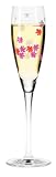 Champagne Glass, Pearls, Pink Blooms, Designer Color Enamel Prosecco Flute in Gift Box