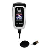 Retractable USB Cable for the Samsung SCH-A870 with Power Hot Sync and Charge capabilities - Gomadic Brand w/ TipExchange Technology