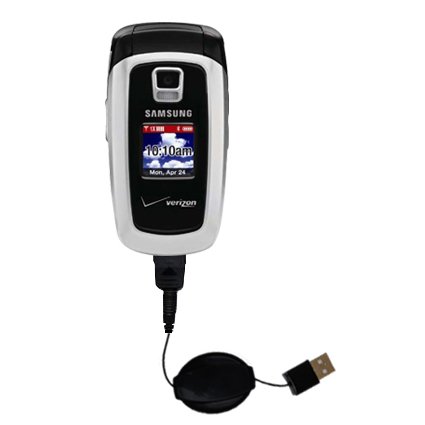 Retractable USB Cable for the Samsung SCH-A870 with Power Hot Sync and Charge capabilities - uses Gomadic TipExchange Technology