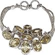 Link Bracelet Sterling Silver Citrin Gemstone Jewelry 8 inches (brclt196)