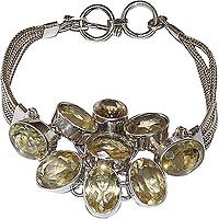 Link Bracelet Sterling Silver Citrin Gemstone Jewelry 8 inches (brclt196)