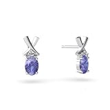 14K White Gold Genuine Oval Tanzanite Earrings