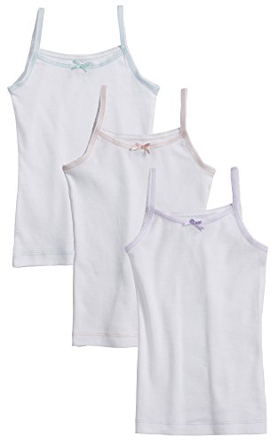 Sportoli™ Girls 3 Pack 100% Cotton Tagless White Cami Undershirts