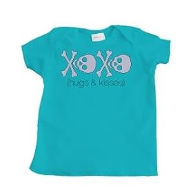 Pirate Hugs and Kisses Design Girl's Infant T-Shirt (Turquoise Blue)