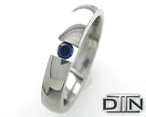 New 4mm Titanium Tension Set Ring, Natural Blue Sapphire Gemstone, Free Sizing 4.5-17!