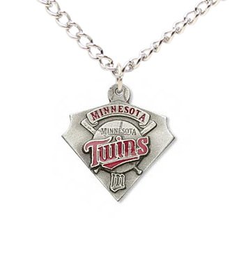 Minnesota Twins Chain Necklace & Enameled Pewter Pendant - MLB Baseball Fan Shop Sports Team Merchandise
