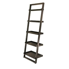 Winsome Wood Bailey Leaning 5-Tier Shelving Unit, Black