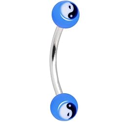 Blue Acrylic Yin Yang Logo Eyebrow Ring