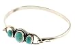 Sterling Silver Turquoise Bangle Bracelet - Face Width: 14mm