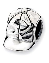 Sterling Silver Baseball Cap Charm for 3mm Charm Bracelets