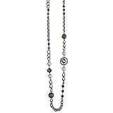Drama Drop Jet and Silver Pearl Tone Necklace