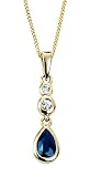 Elements Gold Ladies GP630L 9ct Yellow Gold Sapphire and Diamond Pendant on 41cm Diamond Cut Curb Chain