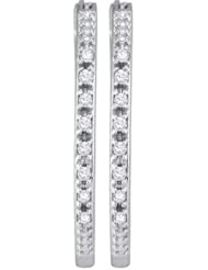 10KT White Gold 0.25 CTW DiamondFashion Hoops