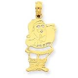 14k Cut Out Santa Clause with List Pendant