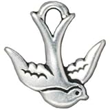 Fine Silver Plated Pewter Swallow Bird Charm 17mm (1)