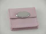 PINK PURSE AND MIRROR CASE - PINK CASE W/ OVAL ENG. PLATE & PURSE MIRROR,