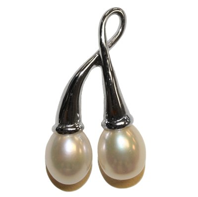 Click To Sterling Silver Wishbone Pendant with White Freshwater Drops Details... Sterling Silver Wishbone Pendant with White Freshwater Drops