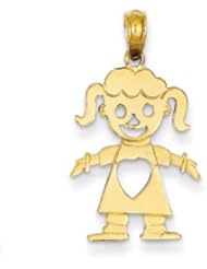 Genuine IceCarats Designer Jewelry Gift 14K Girl With Cut-Out Heart Pendant