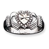 10k White Gold Polished Claddagh Ring