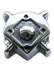 Sterling Silver Baseball Diamond Zable Bead Charm BZ2049
