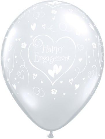 Happy Engagement Hearts-A-Round Diamond Clear 11" Latex Balloons x 5