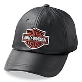Harley Davidson Leather Baseball Cap / Hat. Full-grain cowhide. Embroidery on front. 99464-06V