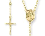 9ct Gold Rosary Bead & Cross Pendant, 14g. New & Boxed.