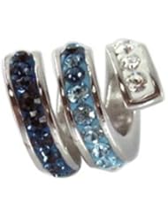 Sterling Silver Spiral with Blue Crystals Zable Bead BZ1173