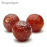 ｔ352　10036423　【粒売り】＜紅龍紋瑪瑙＞多面カット丸ビーズ　8mmラウンド　そのヒビから持ち主の悪い気を吸い取る