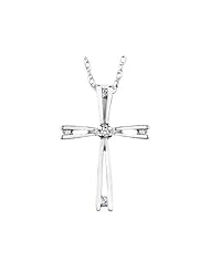 Diamond Cross Pendant Necklace in 10K White Gold with Chain
