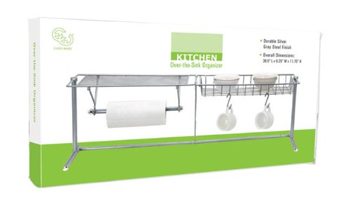 Over-the-sink Kitchen Counter Dish Rack Organizer, Chrome, 36.5 inches