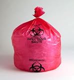 24 X 30,(15 Gallon) HIGH DENSITY RED BIOHAZARD WASTE BAGS, 500/Case, 0.5 Mil