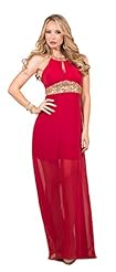 Empire   Waistline Keyhole Sequined Sheer Ruched High-Neck Sleeveless Cocktail Chiffon/Polyester Maxi Dress 