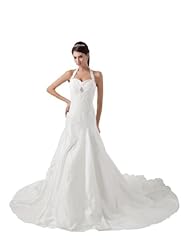 Mermaid Taffeta  Pleated Lace-Up Halter Empire   Waistline  Dress with a Court Train  With Ruffles