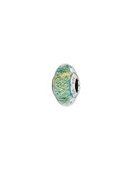 Sterling Silver Teal/Gold Italian Murano Charm