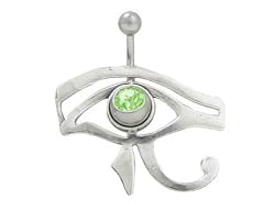 Egyptian Eye Belly Button Shield with Green Jewel