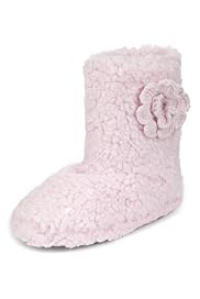 Floral Corsage Slipper Boots