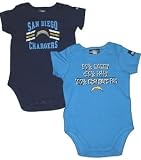 NFL Team Newborn Baby Gerber Two Pack Short Sleeve Bodysuit Creepers (3-6 Months, San Diego Chargers)