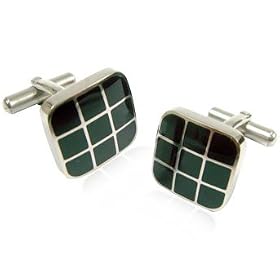 Tic Tack Toe Black Enamel Stainless Steel Cufflinks with Presentation Box