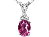 1.31 cts Genuine Pink Tourmaline and Diamond Pendant - 14kt White or Yellow Gold