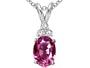 1.06 cttw 14k Gold Genuine Oval Pink Tourmaline and Diamonds Pendant in 14k White Gold