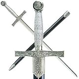 39 in Medieval Sword with Hard Scabbard - Wire Wrapped Handle