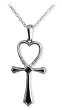 Crystal Heart Ankh Alchemy Gothic Necklace