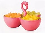 Pink FLAMINGO bird 3-part melamine CONDIMENT SERVER by Tribeca Blu