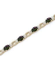 14k Yellow Gold Natural Mystic-Topaz And Diamond Tennis Bracelet