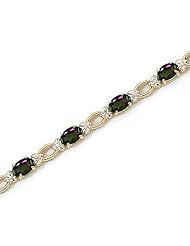 14k Yellow Gold Natural Mystic-Topaz And Diamond Tennis Bracelet