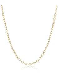 14k Italian Yellow Gold 1.80mm Textured Rolo Link Chain Necklace, 18"