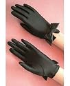 Matte Spandex 1 1/2-Button Shortie with double bow on back vent beads Bridal Wedding Formal Prom Gloves